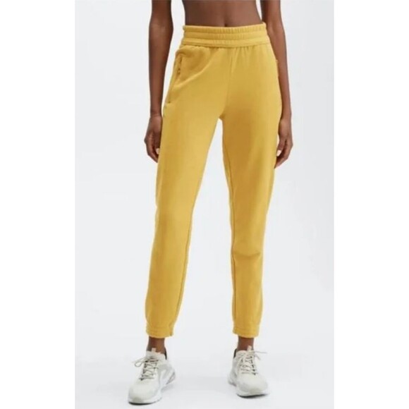 Fabletics Mustard Yellow High Waisted Slim Joggers Sweatpants  XXL 14 -16 NWT - Picture 2 of 13